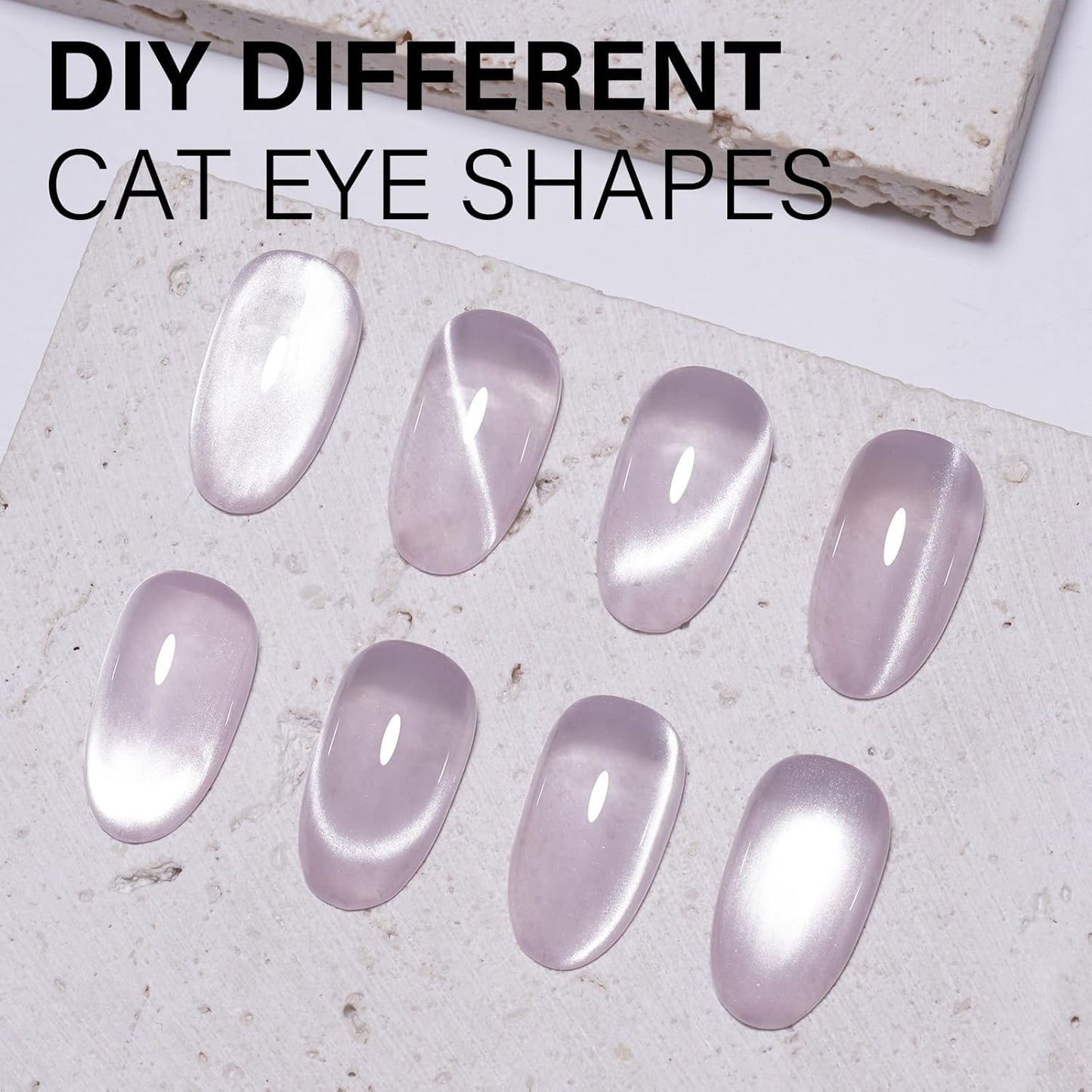 AILLSA Glass Cat Eye Gel Nail Polish, 15ml Light Purple Glitter Jelly Sheer Gel Polish, Translucent Magnetic Shimmer Sparkle Nail Art U V Salon 0.5 OZ GF40