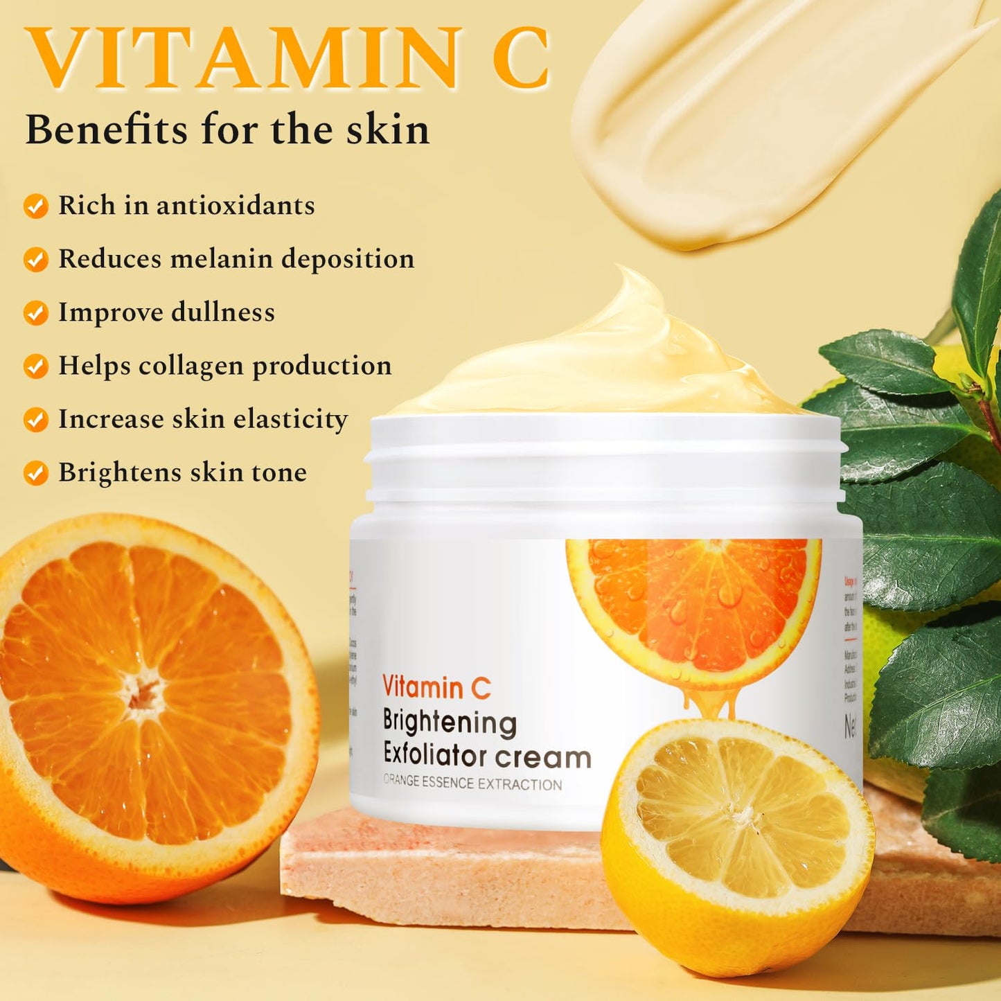 Vitamin C Face Scrub Face Exfoliator Scrub Brightening Facial Scrub Exfoliating Facial Wash Microdermabrasion Facial Scrub, Exfoliate Dirt and Dead Skin, Deep Clean Pores, 140g/5oz