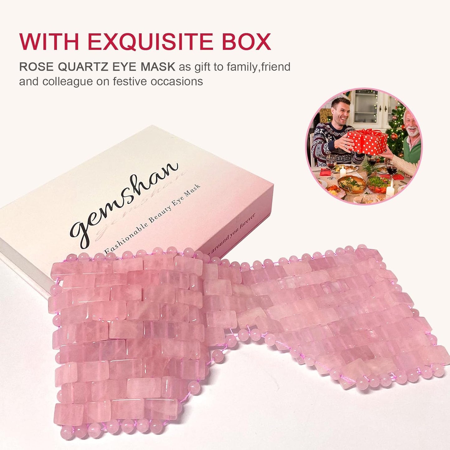Jade Eye Mask, Rose Quartz Eye Mask，Gemstone Eye Mask Anti Aging Therapy Hot or Cold Using