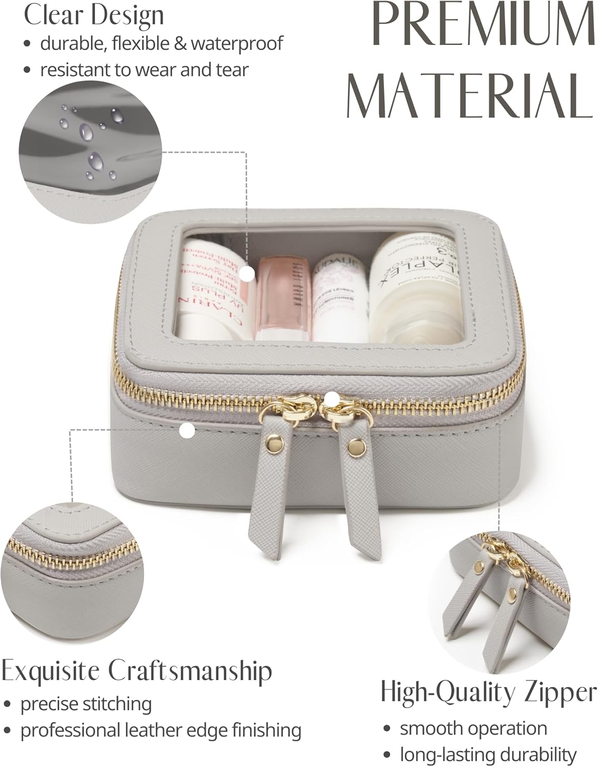 Popvibe Clear Makeup Bag Travel Cosmetic Case Transparent Toiletry Bag with Zipper, Portable Make Up Organizer Traveling Compact Car Bag for Essentials