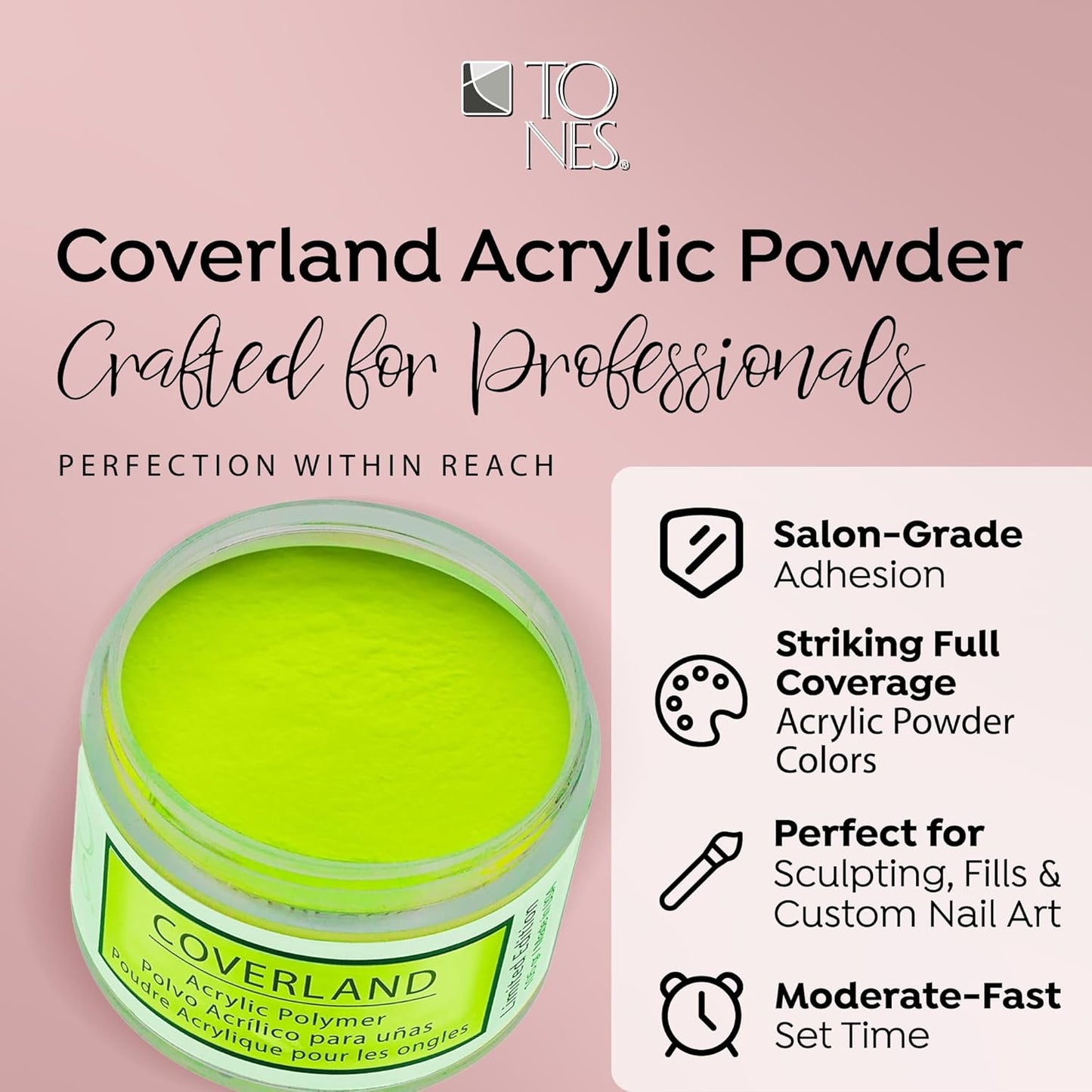 Tones Coverland Acrylic Nail Powder "Vitamin Sea" - Limited Edition Acrylic Powder for Nail Design, Sculpting, and Masking Nail Bed Imperfections - Professional Acrylic Nail Supplies - (1.5 Oz)