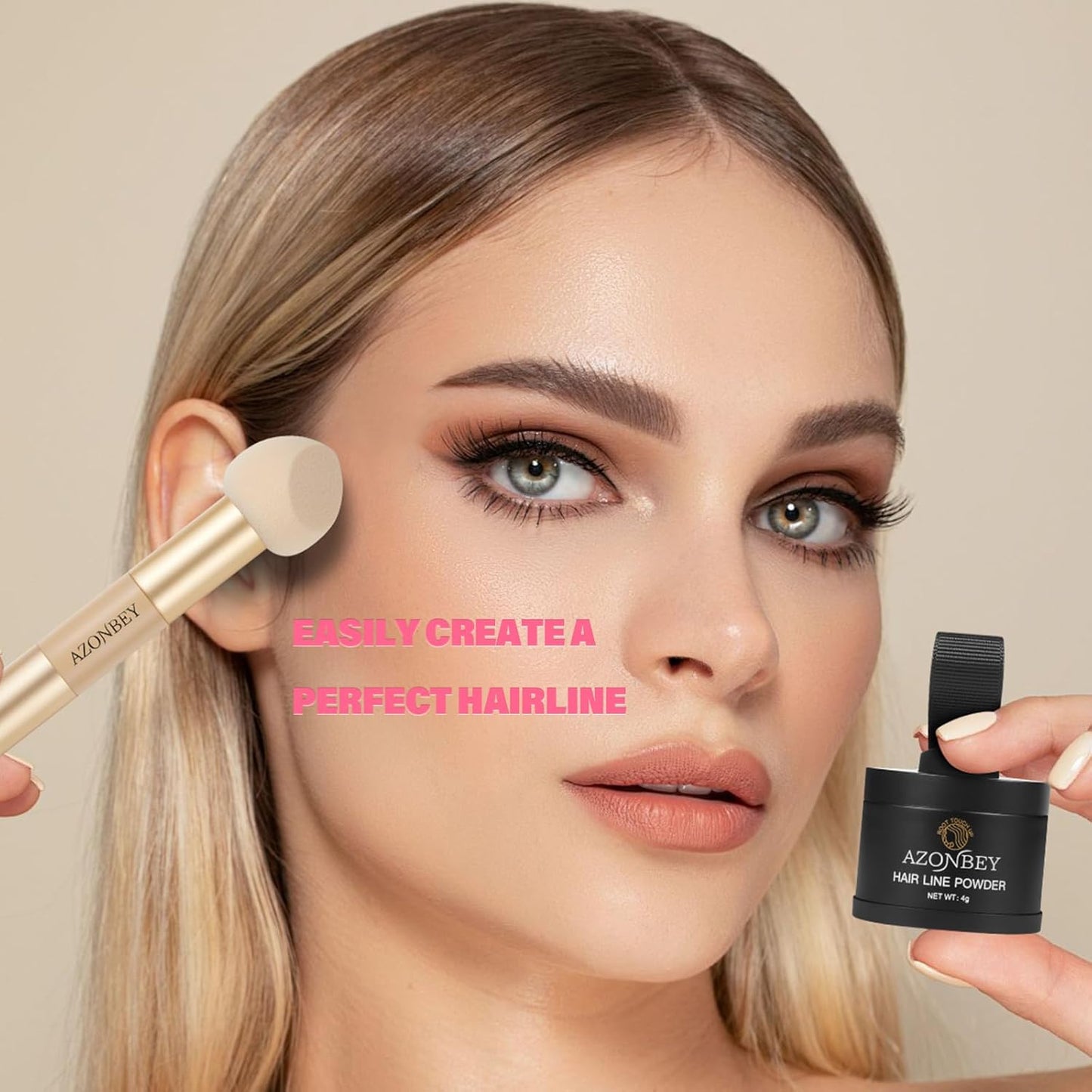 Root Touch Up Sets,Hairline Powder for Women Cover Up- Hairline Concealer for Thin and Thinning Hair, Water & Sweat Resistant,Contain Azonbey Makeup Brush (Gray, Med-Makeup Brush)