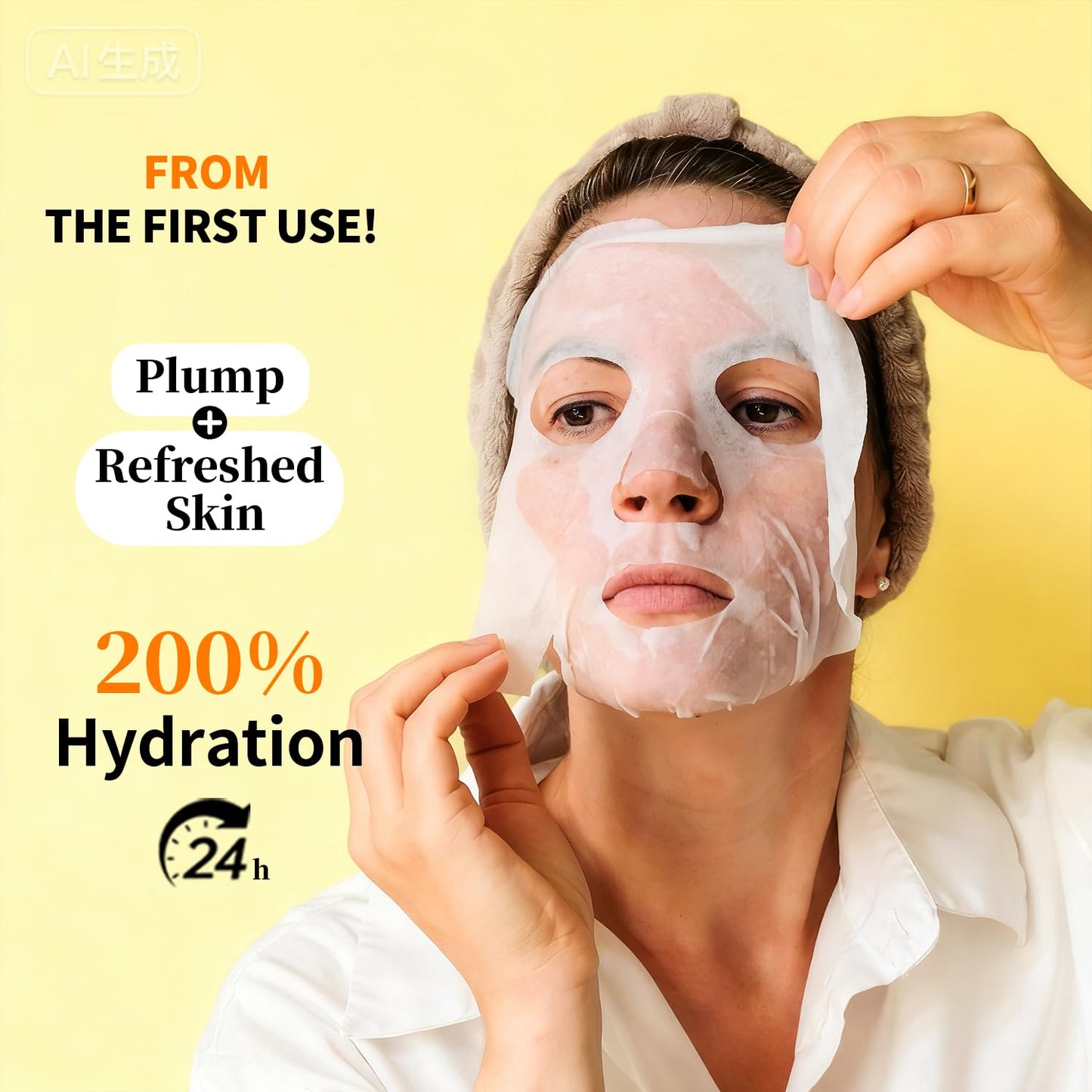 Firming and Moisturizing Sheet Face Masks (Pack of 10) with Hyaluronic Acid and Peptides, Reduce Fine Lines and Wrinkles, Hydrating & Anti-Aging Spa Face Mask, Facial Skin Care