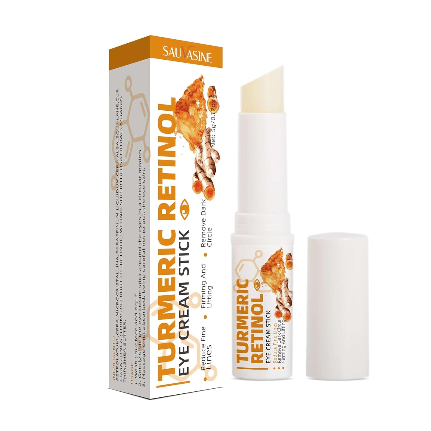 Turmeric Retinol Eye Stick,Eye Balm Stick Hydrating for Dark Circle,Wrinkles,Visible Results in 3-4 Weeks,Anti Aging Under Eye,Retinol Eye Cream For Puffiness and Bags Reduces Fine Lines