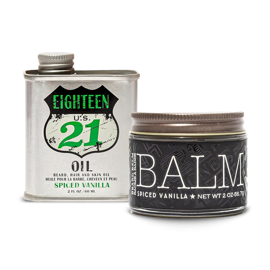18.21 Man Made Man Spiced Vanilla Beard Oil & Beard Balm - Set Bundle, All Hair & Skin Types for Men, Strengthens and Moisturizes in a Manly Aroma