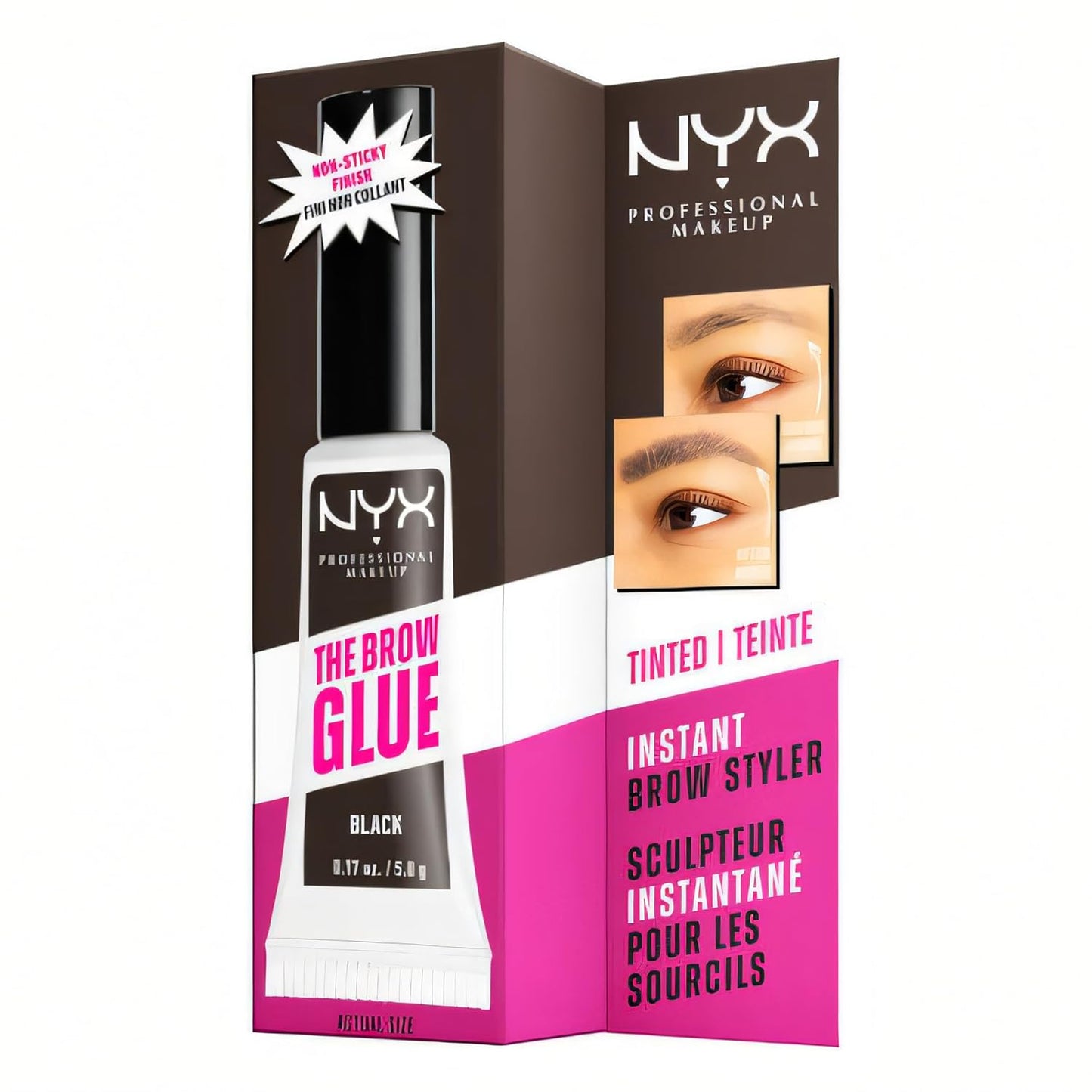 NYX PROFESSIONAL MAKEUP The Brow Glue, Extreme Hold Tinted Eyebrow Gel - Black