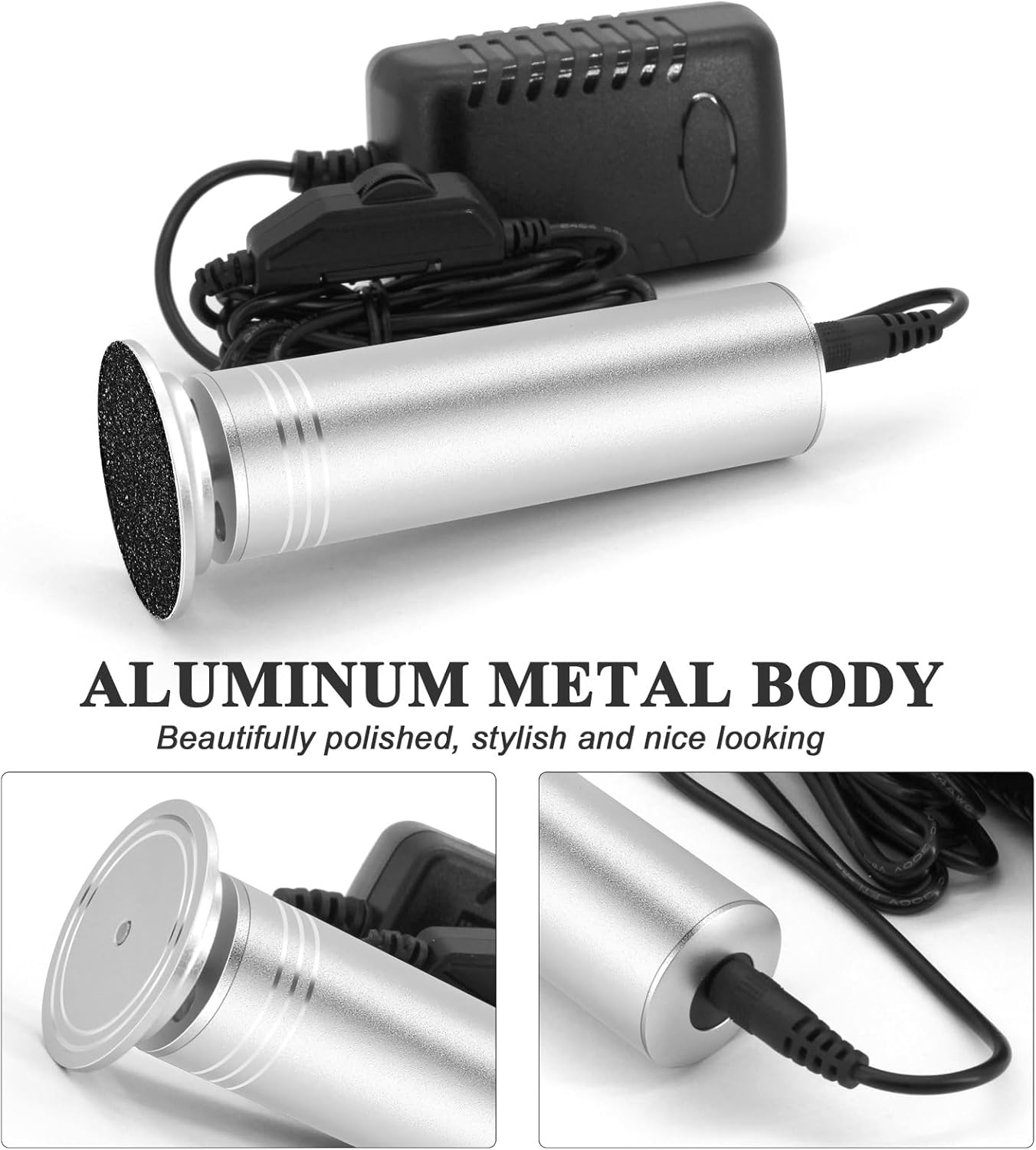 Upgraded Electric Callus Remover for Feet 1200rpm, Adjustable Speed Professional Electric Foot File Pedicure Foot Sander with 60 Replaceable Sandpaper Discs for Heel Dead Skin, Silver