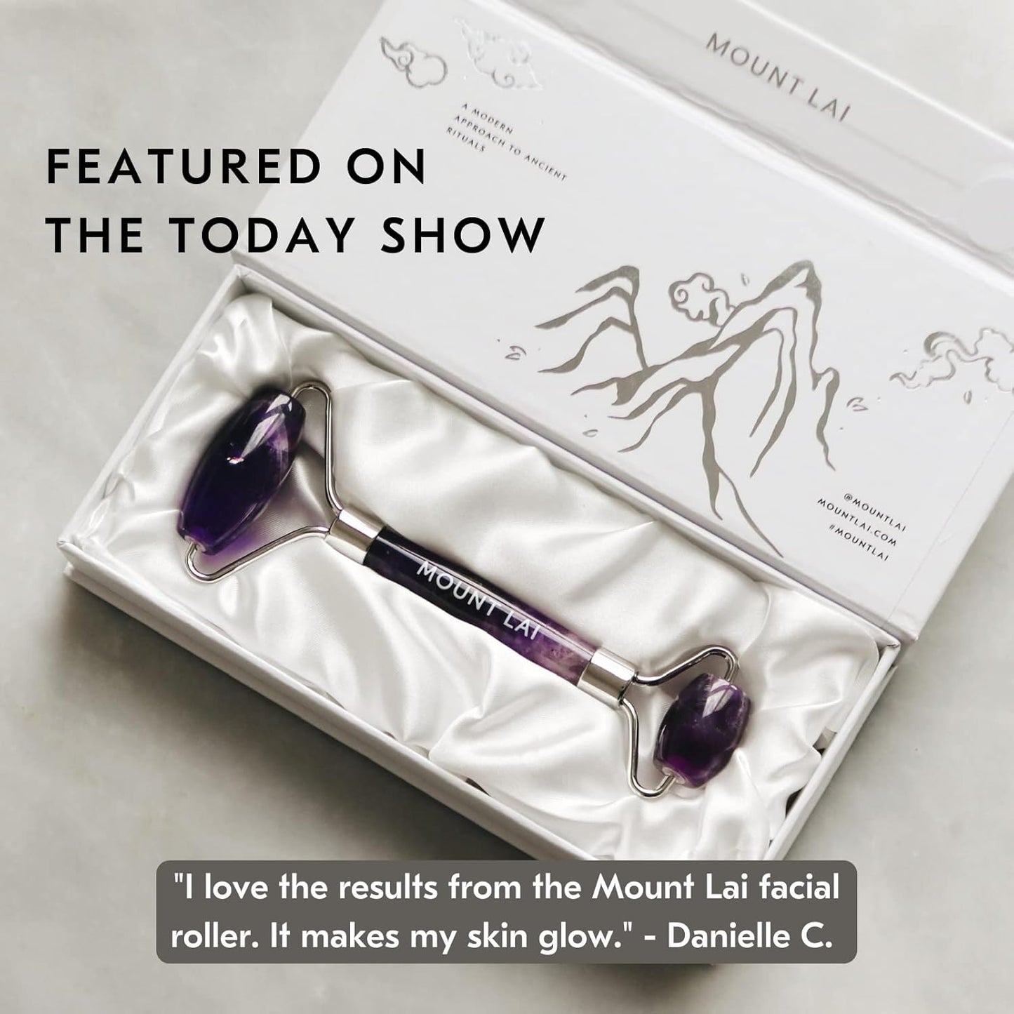 Mount Lai De-Puffing Amethyst Face Roller – The Stone of Tranquility, Facial Massager to Soothe, Calm & De-Puff Sensitive Skin, A Self-Care Ritual for Radiance