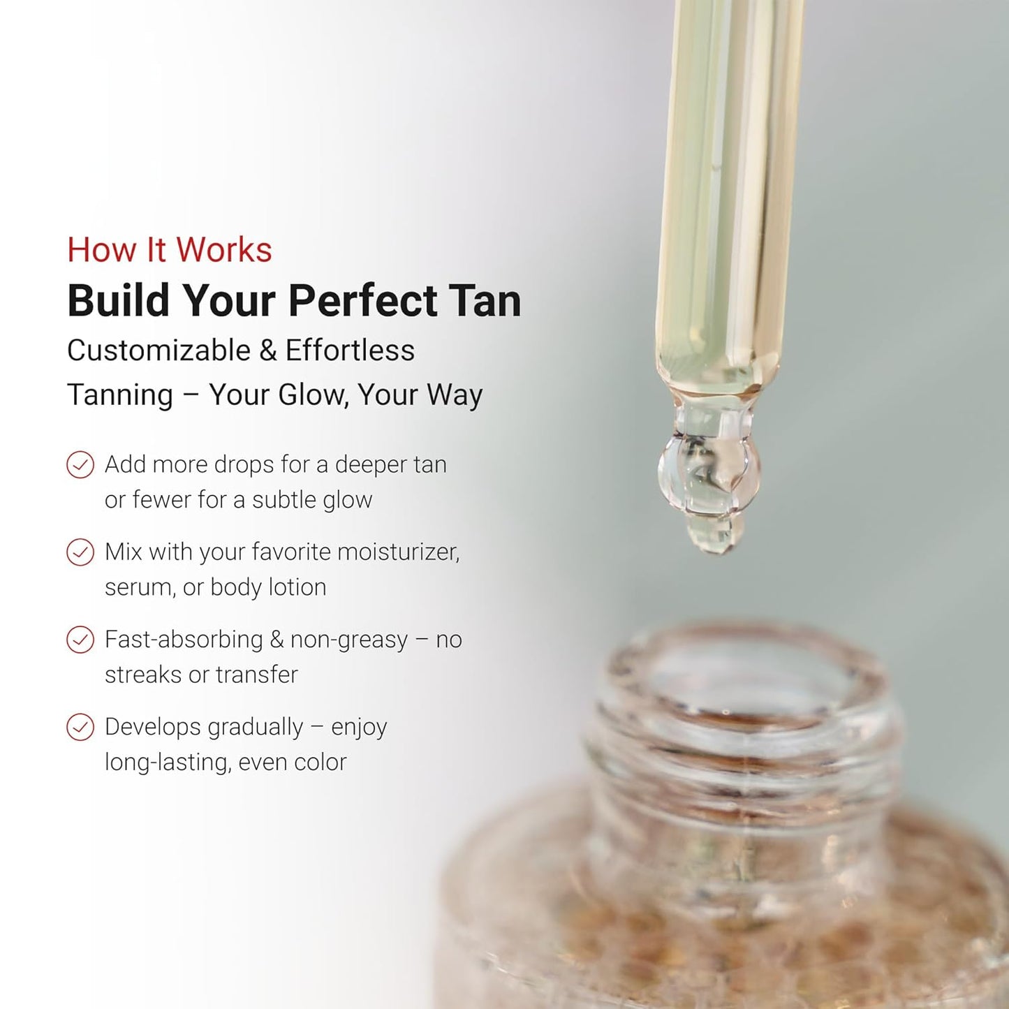 LifeCell Glow Self-Tanning Drops for Face & Body, DHA & Squalane Formula, Customizable Tan, Streak-Free, Hydrating, Fragrance-Free, Non-Comedogenic, Safe for All Skin Types, 1 Fl Oz