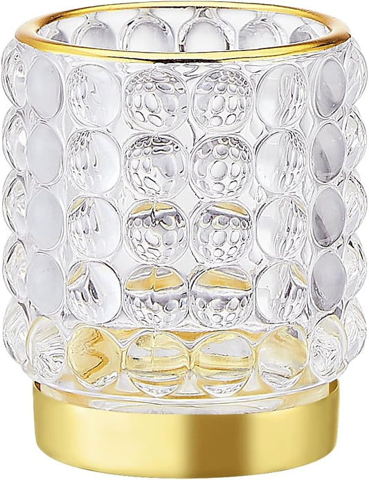 Makeup Brush Holder Organizer,Toothbrush Holders,Desk Pen Pencil Holder,Multifunctional Vintage Glass Brush Cup(A38-4-US/Clear/S)