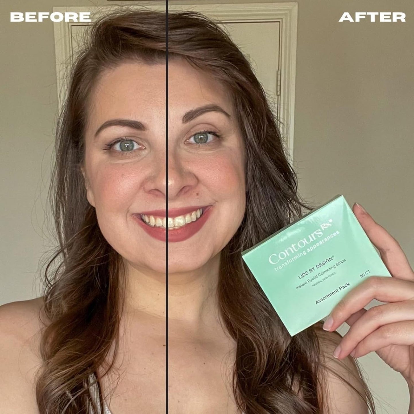 Contours RX Lids by Design - Non-Surgical & Transparent Eyelid Lift Strips - for a More Youthful-Looking Appearance, Reshape and Define with Eyelid Tape for Hooded Eyes (4mm) 80ct