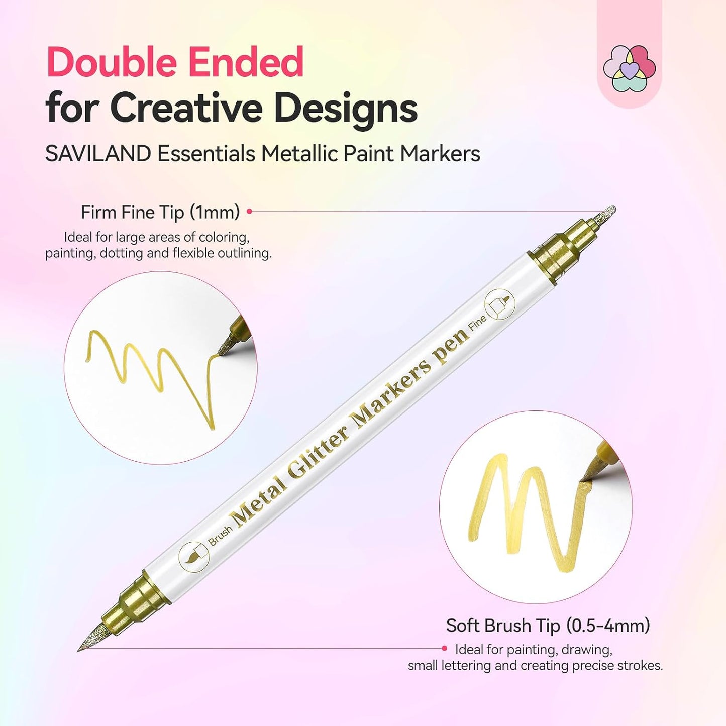 SAVILAND Essentials Nail Art Pens Set: 10 Colors Double Ended Quick Dry Nail Polish Pens for Nail Art Design Painting Drawing Liner Brush Dotting Tool Metallic Nail Paint Markers Pen Home Manicure DIY