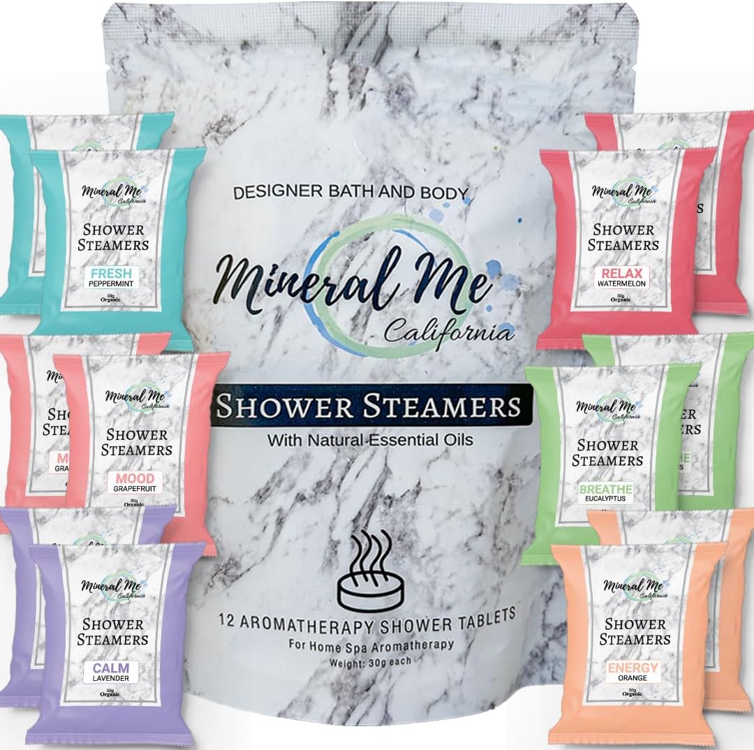 Shower Steamers Aromatherapy - 12pc Shower Bombs Vapor Tablets w/Organic Essential Oils for Vaporizing Steam Spa, Bath Bombs Tablets, Birthday, Selfcare Gifts for Women, Men, Wife, Husband
