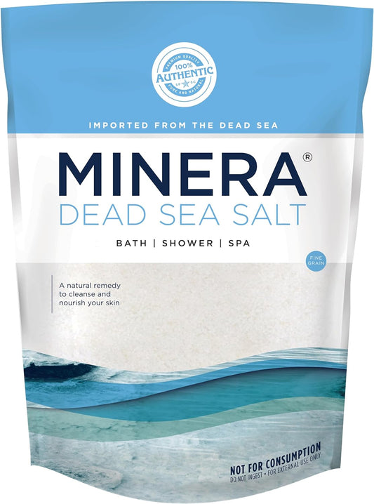 Minera Fine Grain Dead Sea Salt for Bath & Soaking – 2 lbs, Fast-Dissolving, 100% Pure & Natural, Unscented, Skin-Nourishing Sea Salt