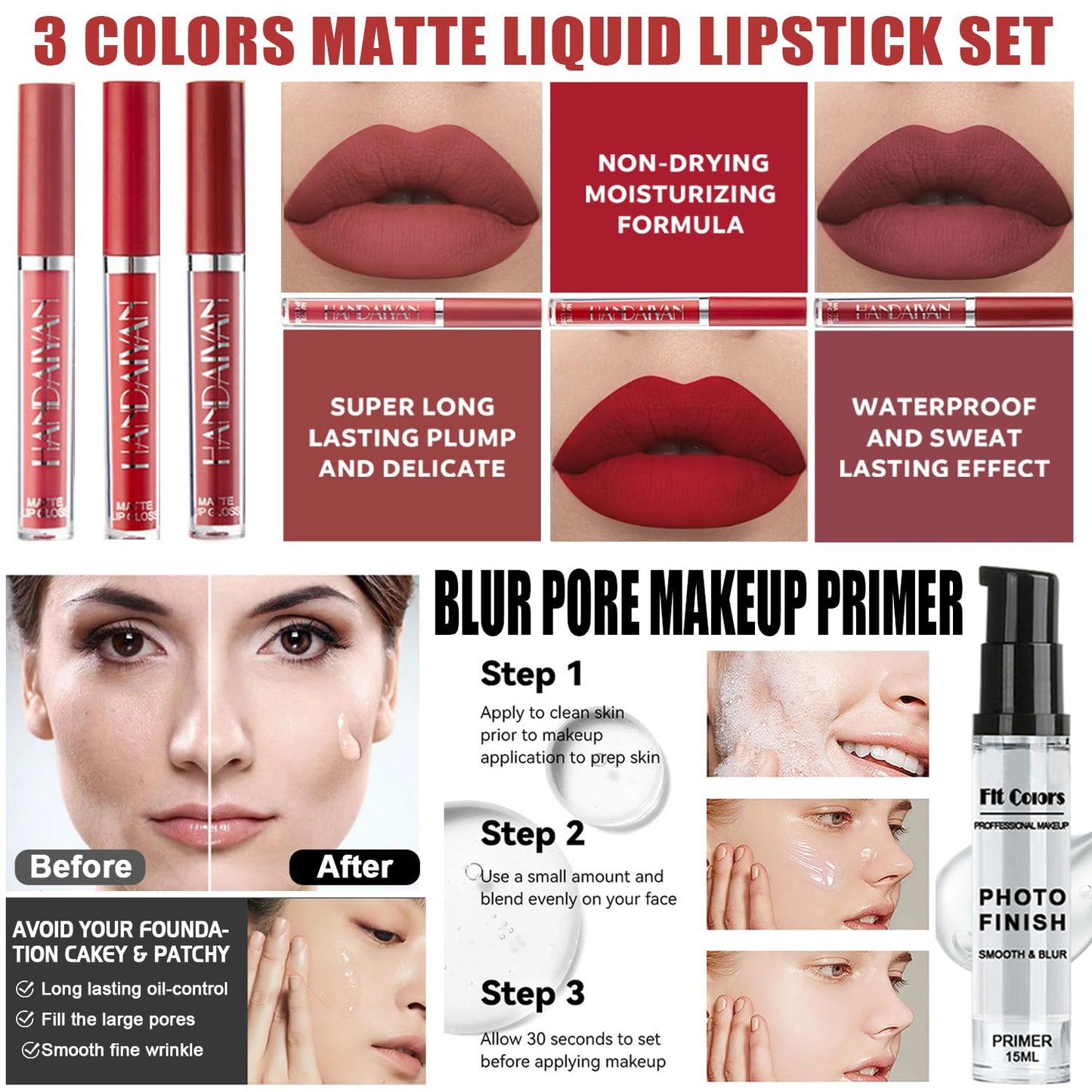 All in One Makeup Kit,Includes Naked Eyeshadow Palette,Liquid Foundation,Lipstick Set,Mascara,Makeup Brush,Makeup Sponge,Eyebrow Powder,Eyebrow Soap,Eyeliner Stamp, Primer,Contour Stick,Cosmetic Bag