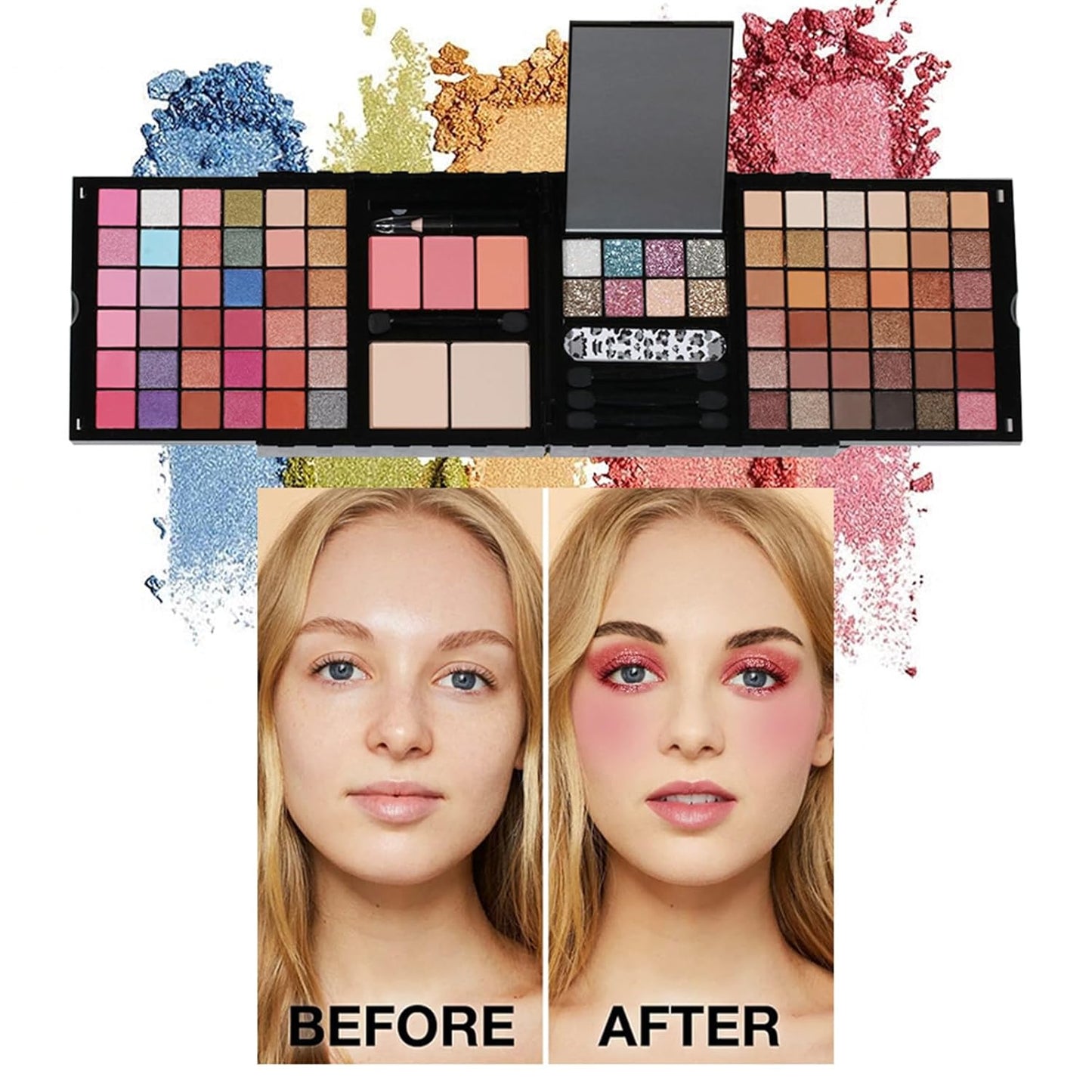 Makeup Sets, Multifunction Makeup Palettes with Mirror, 72 Color Eyeshadows/Compact Powder/Sequins/Bronzing Powder/Highlighter/Lip Color, Makeup kit for Women Full Kit - #D
