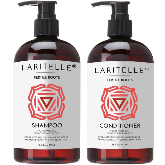 Organic Shampoo 17 oz + Conditioner 16 oz | Prevents Hair Loss, Promotes Hair Growth | Ayurvedic Herbs, Lavender, Ginger & Rosemary | NO GMO, Sulfates, Gluten, Alcohol, Parabens, Phthalates