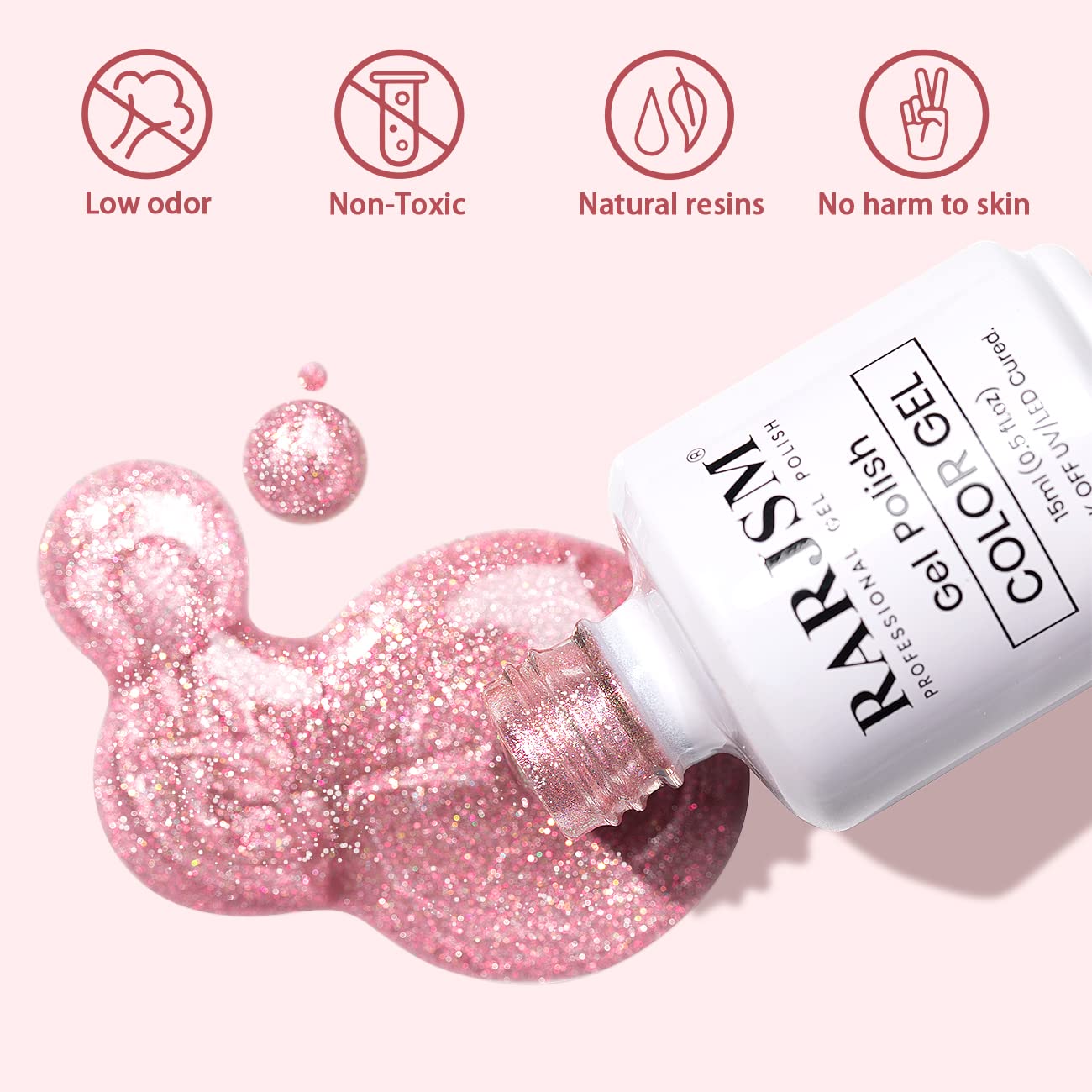 RARJSM Aurora Cat Eye Gel Nail Polish Velvet Silver Glitter Champagne Pink Galaxy Star Cloud Ice Gel Polish with Magnet Stick Single Bottle 15ml UV LED Curing Requires Soak Off Home Salon