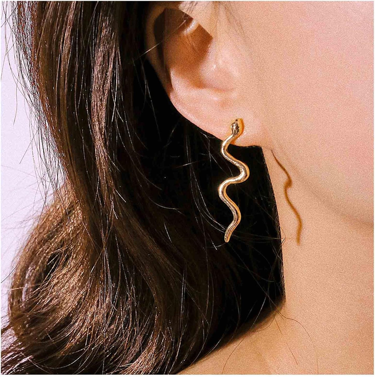 Vintage Snake Dangle Earrings Punk Snake Drop Earrings Gold Snake Stud Earrings Boho Serpent Earrings Jewelry for Women (Gold)