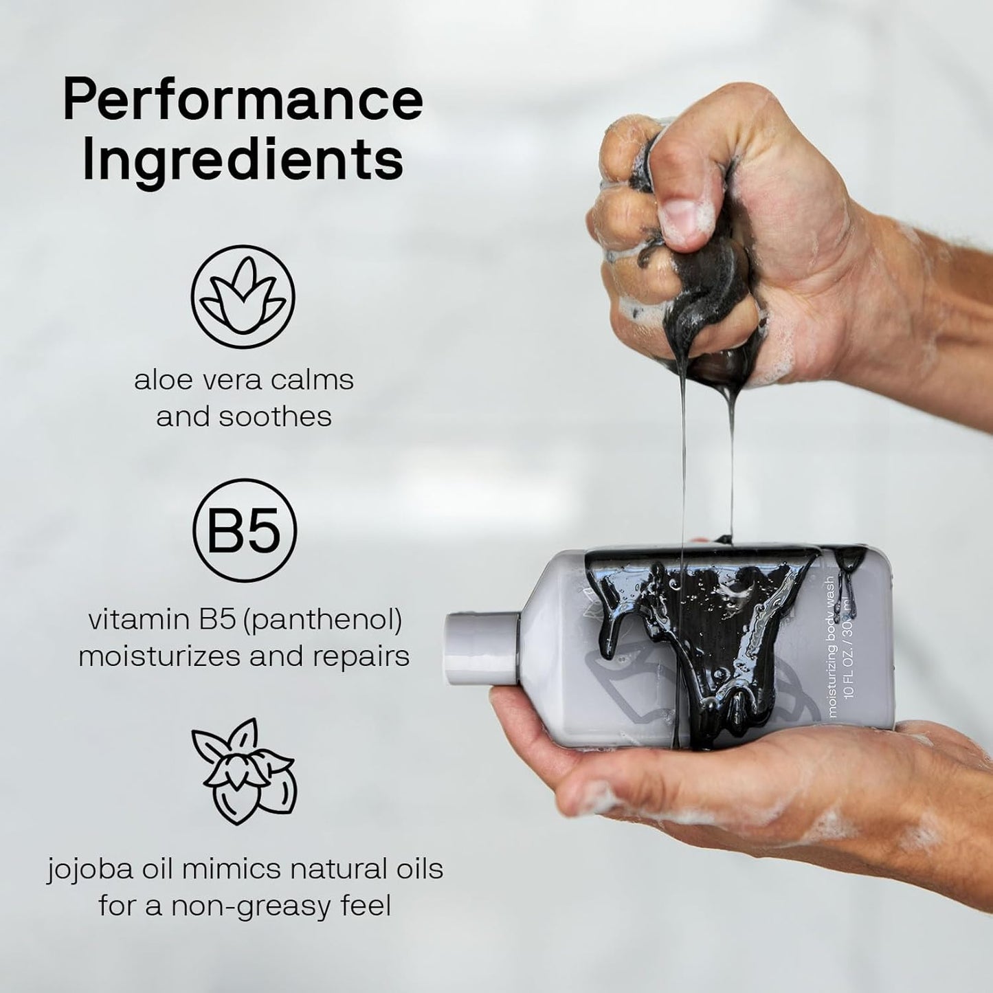 Black Wolf Moisturizing Body Wash for Men, Sandalwood - Mens Hydrating Bodywash for Dry, Dehydrated, & Sensitive Skin - Hyaluronic Acid, Aloe Vera, & Jojoba Oil Body Cleanser Help Remove Oil & Dirt