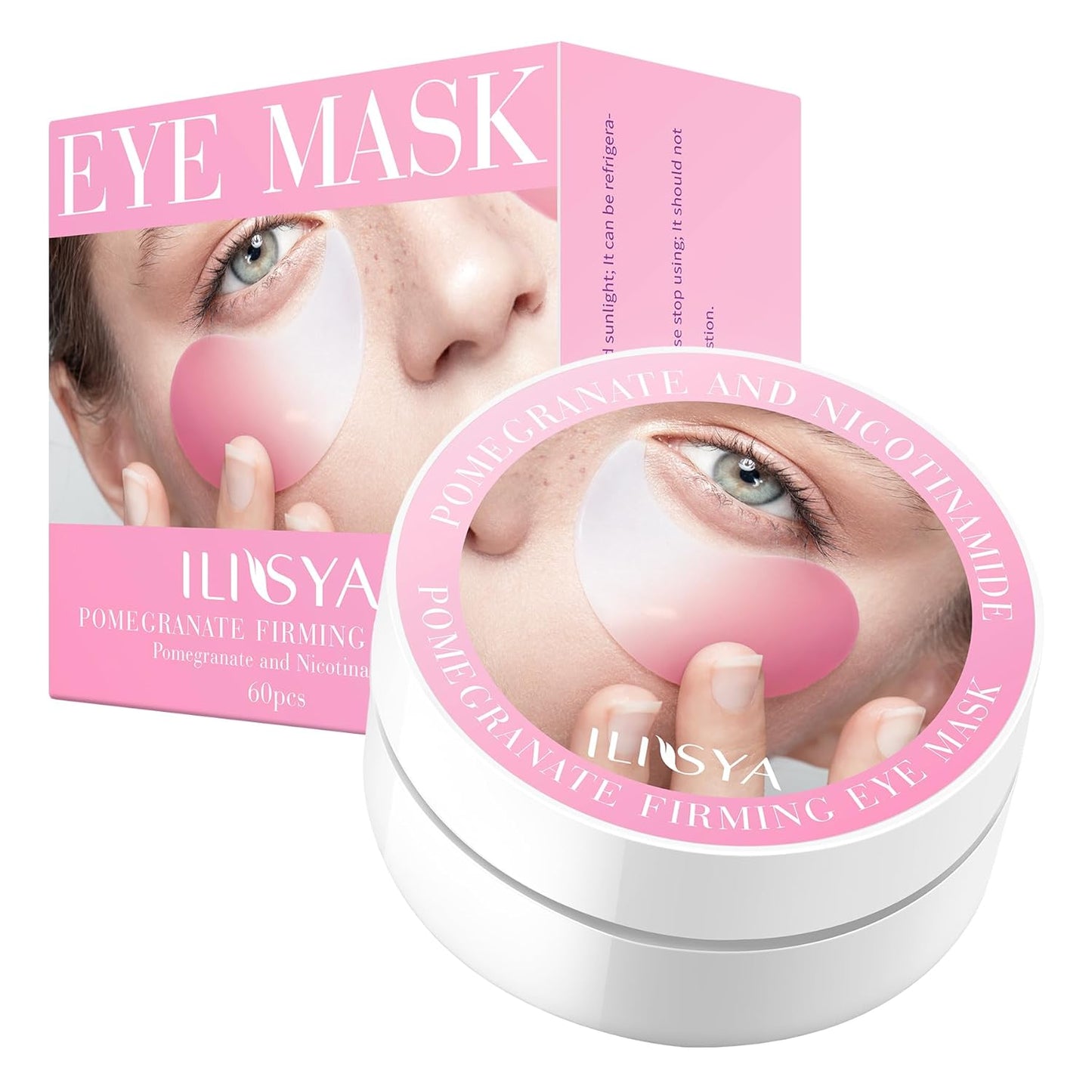 ROUSE Under Eye Patches-60 PCS-Pomegranate Eye Masks Anti-Wrinkle Eye Treatment Mask for Dark Circles Puffy Eyes Under Eye Bags Eye Gel Pads Eye Care