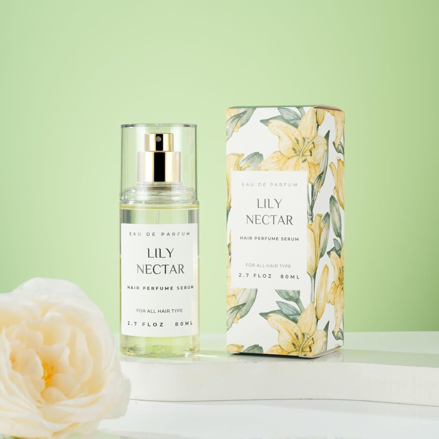 Hair Perfume for Women, Summer Lightweight Long Lasting Fragrance Mist - 3:7 Hydrating Serum Alcohol Free Formula, Argan Oil Scented Hair Spray with Keratin & Elastin (Lily Nectar) 2.7 fl oz