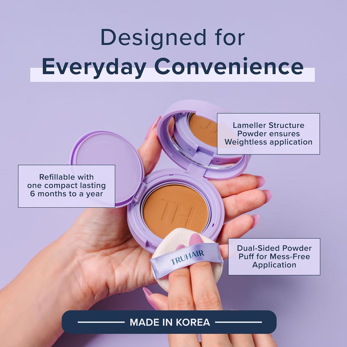 TRUHAIR Root & Scalp Cover Up Pressed Powder Compact Refill, Waterproof, Weightless Hair Coverage & Bald Spot Concealing, Root Touch Up Hair Color for Gray Coverage & Thinning Areas, 0.35 Oz (White)