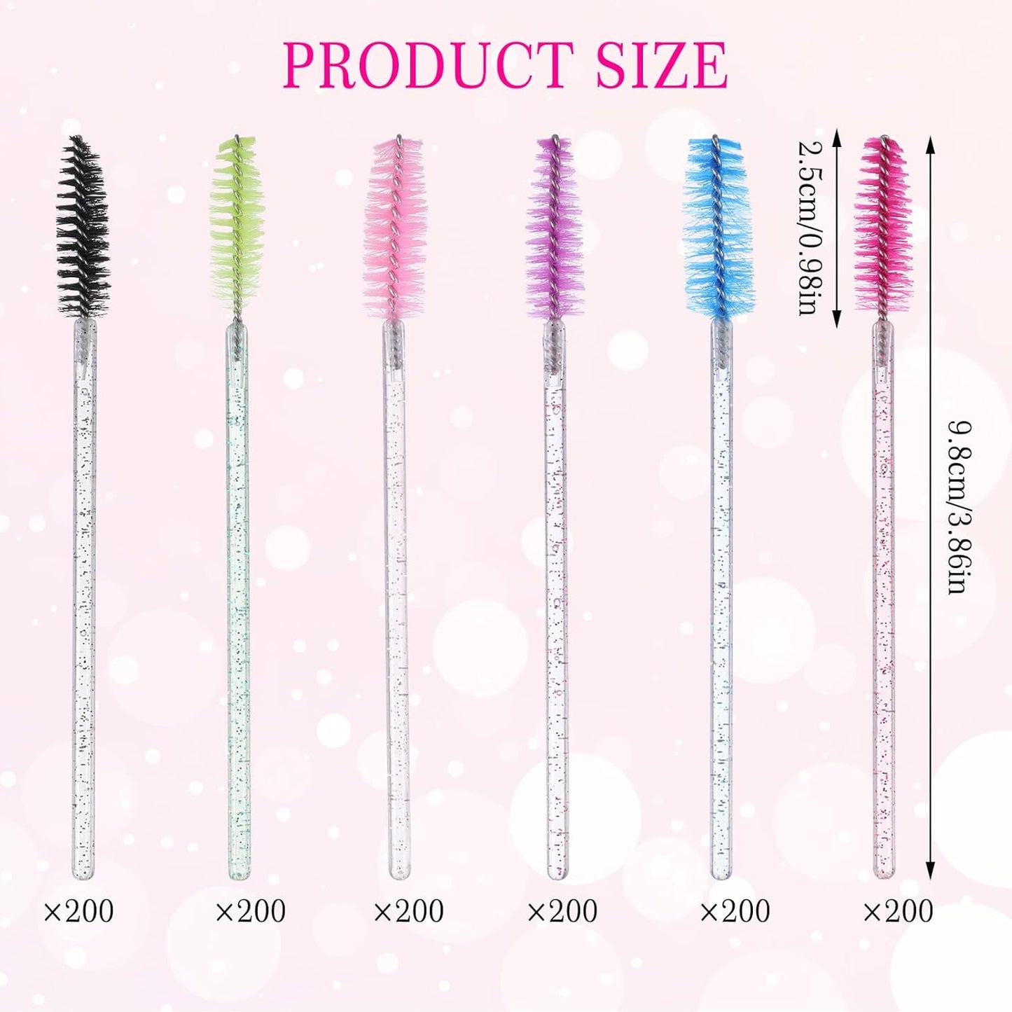 1200 Pcs Disposable Mascara Wands Crystal Eyelash Spoolies Eye brow Brush for Eye Lash Extension Colorful Eyebrow brush disposable eyelash wands Makeup brushes
