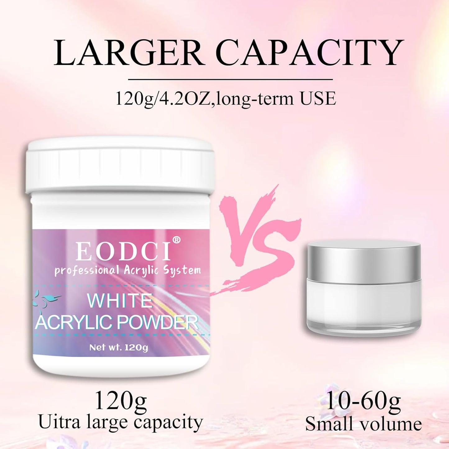 Clear/PInk Acrylic Nail Powder, 2Pcs Professional 120g Acrylic Nail Powder Polymer for 3D French Nail Manicure Extension Nail Carving Large Capacity Acrylic 8oz