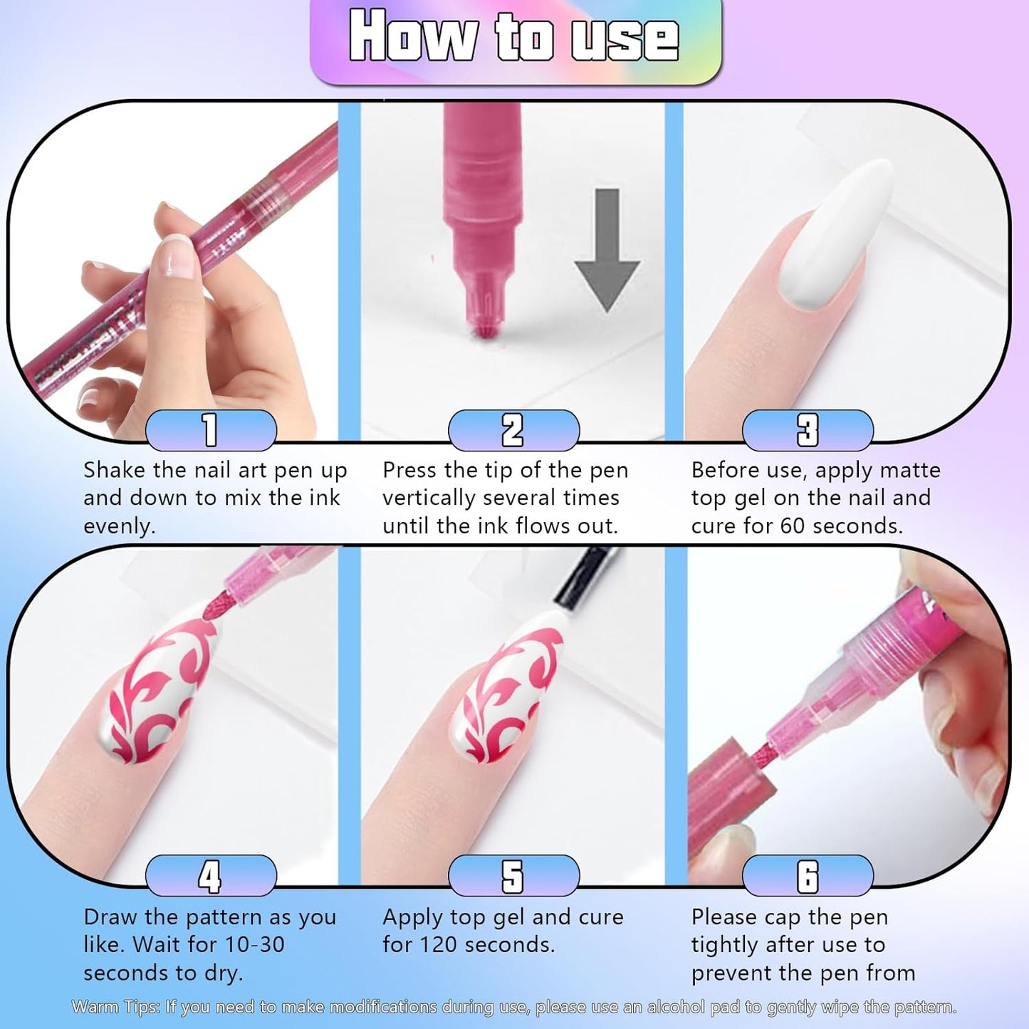 Nail Art Pens, 16 Colors Acrylic Nail Paint Pens Kit Quick Drying, 3D Gel Nail Polish Pen Graffiti Dotting Drawing Painting Liner Manicure for Home and Salon DIY