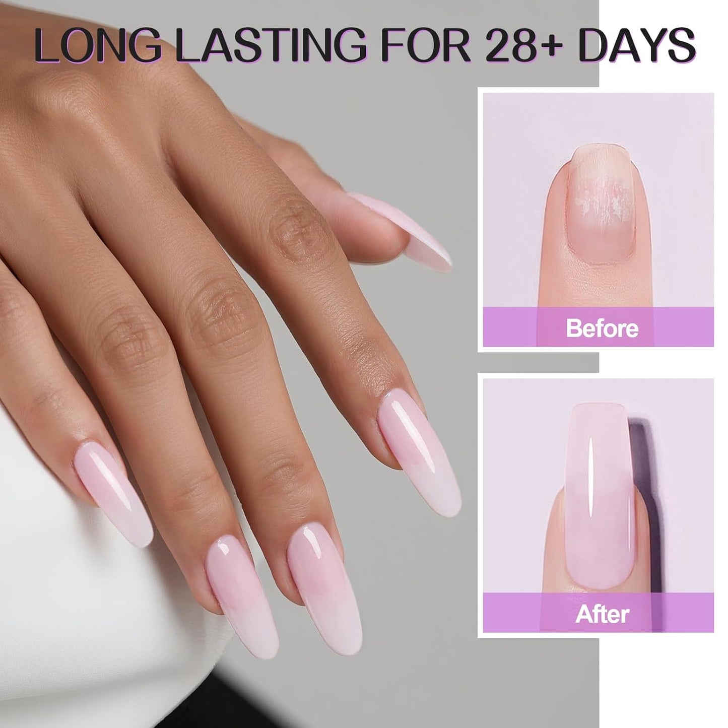 TOROKOM Acrylic Nail Powder Set, 2 Colors Nude Pink Acrylic Powder Colored for 3D Art Nail Carving French Nail Extension, Long-Lasting Nail Powder - No Need Nail Lamp, 2 * 60g