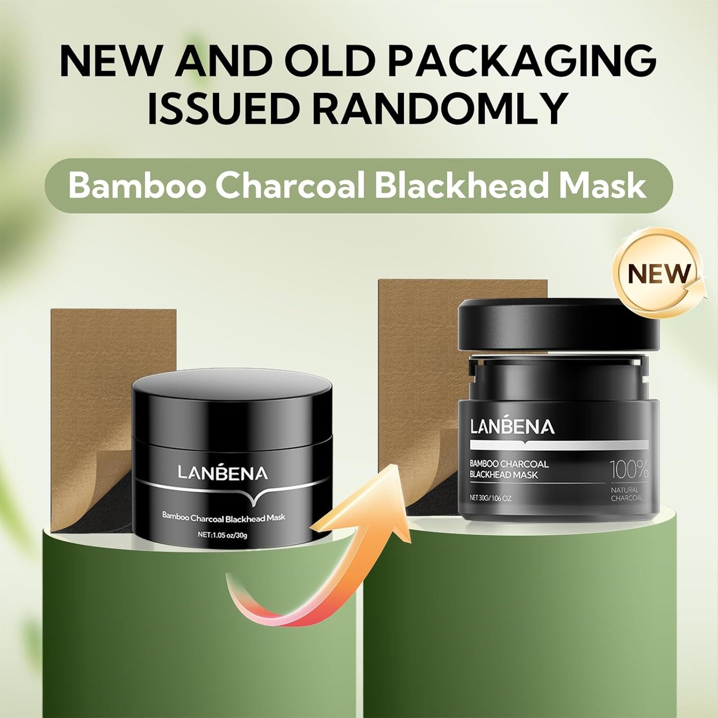 LANBENA Upgraded 2.0 Bamboo Charcoal Blackhead Remover Mask, 60 pcs Nose Strips, Peel off Face Mask Pore Whiteheads Cleanser Strawberry Nose Purifying, Deep Cleansing for All Skin Types, 30g/1.05oz