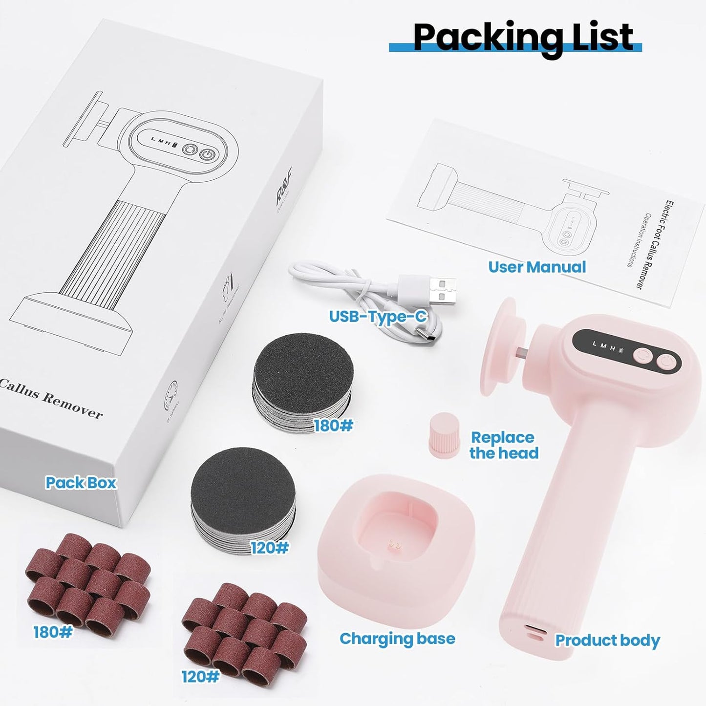 Electric Callus Remover for Feet, 2 in 1 Cordless Foot File Grinder Scrubber for Dead Skin, Adjustable Speed Rechargeable with Sandpaper Discs, Professional Pedicure Tools Gifts for Women Girls (Pink)