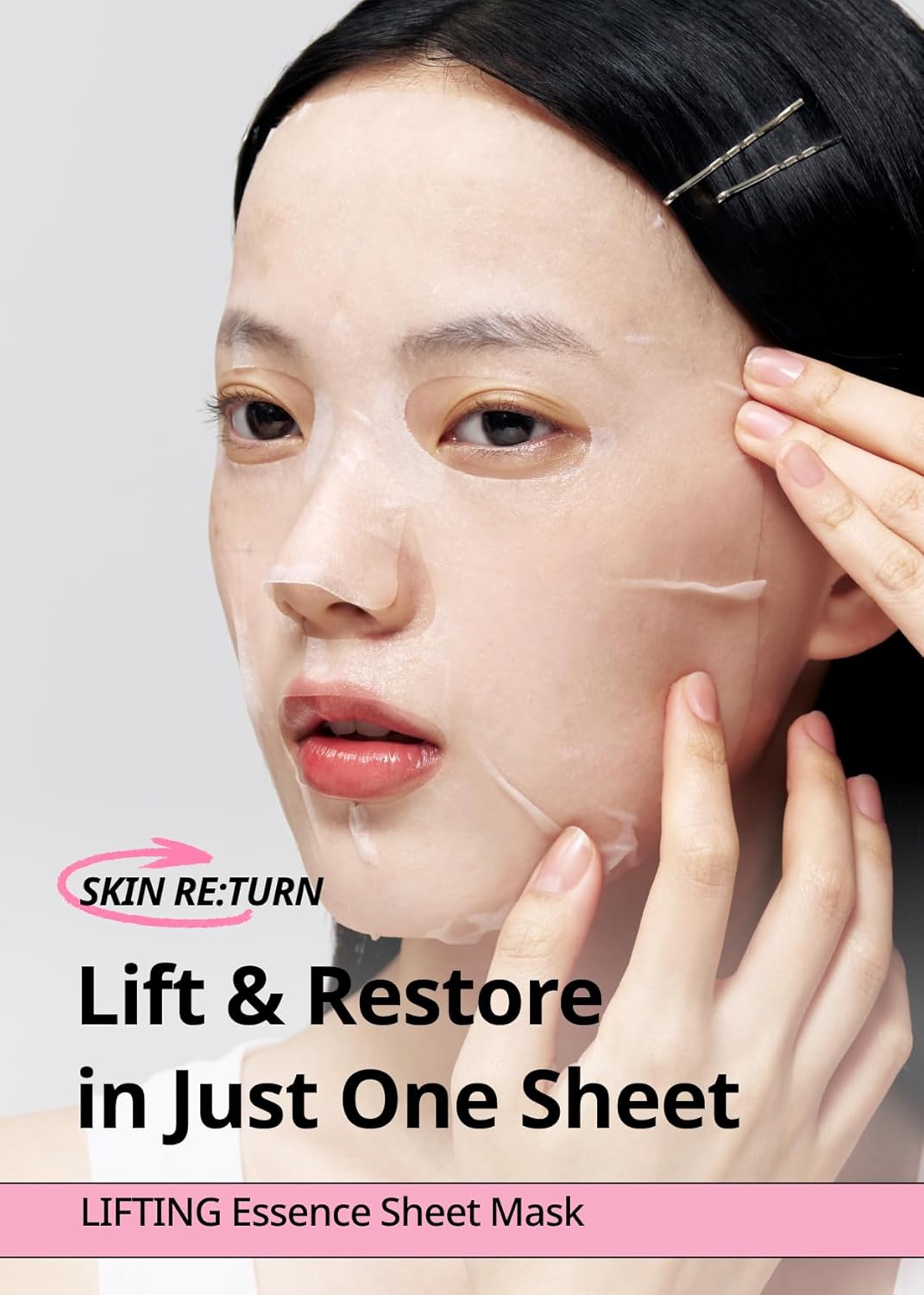 SNP Skin Return Lifting Essence Sheet Mask | Hydrating and Firming for All Skin Types | Vegan Sheet Masks | Peptide and Lactobacillus | Korean Face Masks Skincare | Facial Mask | 10 Sheets