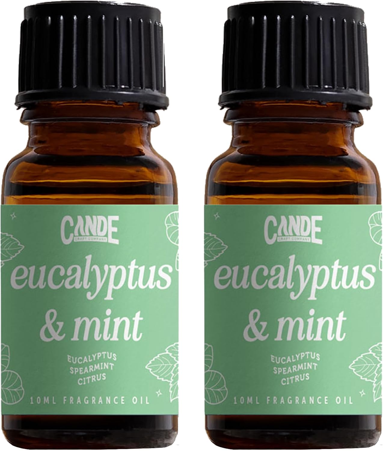 CANDECraftCo Premium Fragrance Oil – Diffuser Oils Fragrances Scented for Home, Candle Soap Making Supplies, Aromatherapy Blends for House (0.34 Fl Oz) (2-Pack, Eucalpytus & Mint)