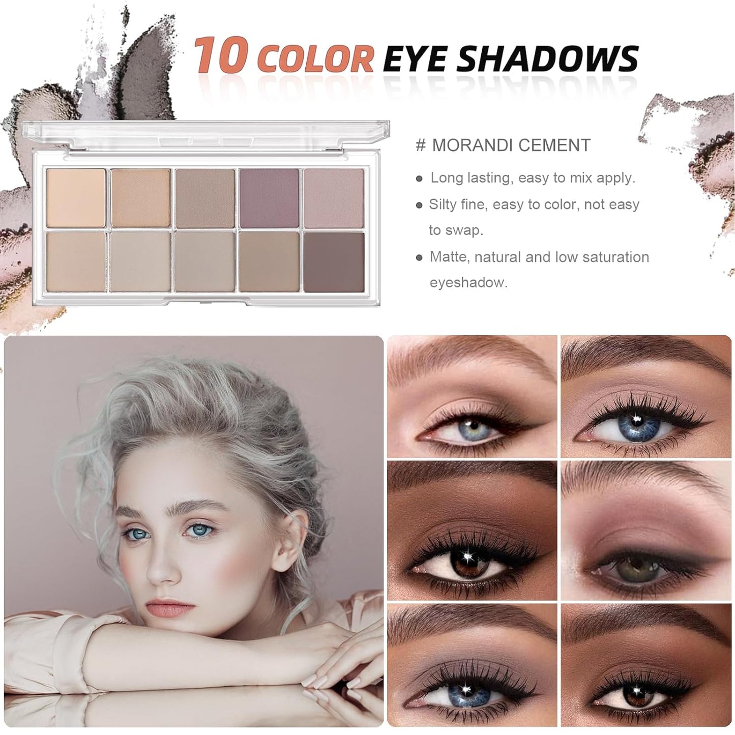 All in One Makeup Kit - Makeup Set for Women, Girls & Teens, Include 10 Colors Eyeshadow Palette, Lip Gloss, Eyebrow & Eyeliner Pencil, Waterproof Mascara, 6 Pcs Makeup Brushes (Morandi Cement)