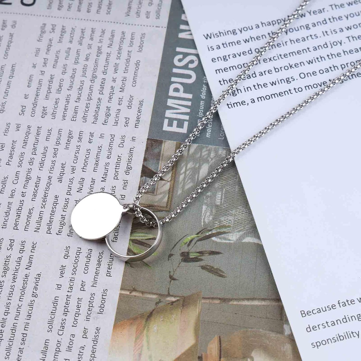 Punk Circle Choker Necklace Coin Disc Pendant Necklace Hiphop Open Circle Necklace Long Silver Hollow Circle Necklace Jewelry for Women and Girls