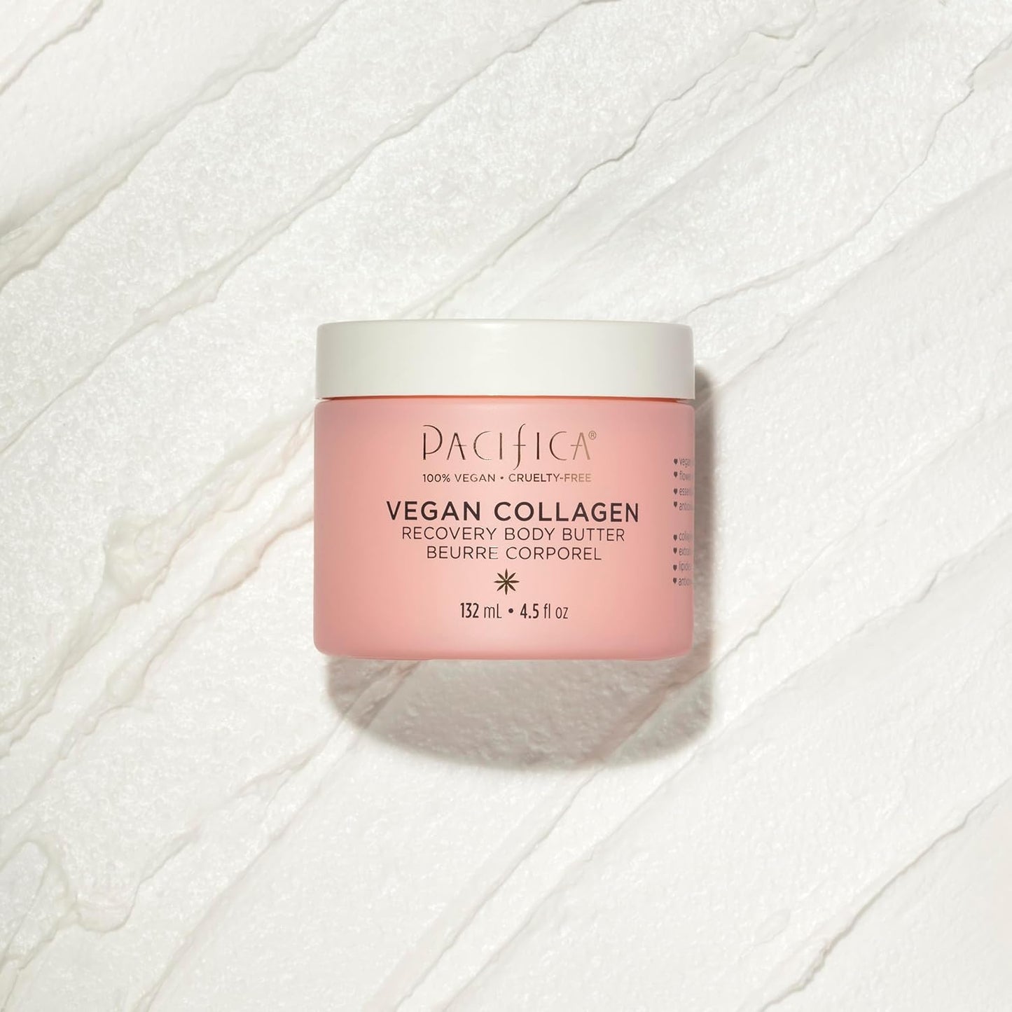 Pacifica Beauty | Vegan Collagen Body Butter | Hydrating, Nourishing, Moisturizer | Long-Lasting Hydration | Cream Lotion for Dry Skin | Light Floral Scent | Paraben Free | Vegan + Cruelty Free