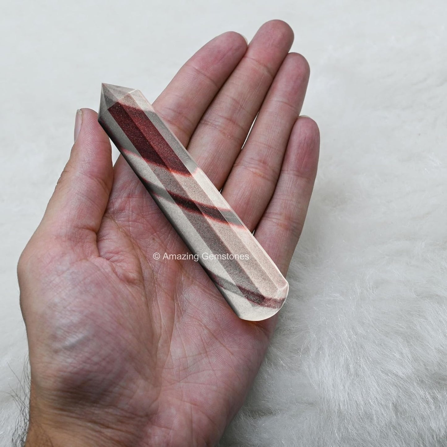 Amazing Gemstone Narmada Shiva Lingam Crystal Wand Massage Stick - Pelvic Wand Gua Sha for Adults - Crystals and Healing Stones Massage Wands for Adults Gifts (Pointed)