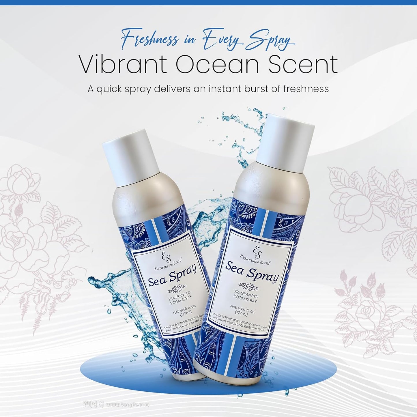 Air Freshener Spray - long lasting luxurious sea spray – Ideal for Bathroom, Kitchen, Office & Car – long lasting home fragrance 6 FL Oz