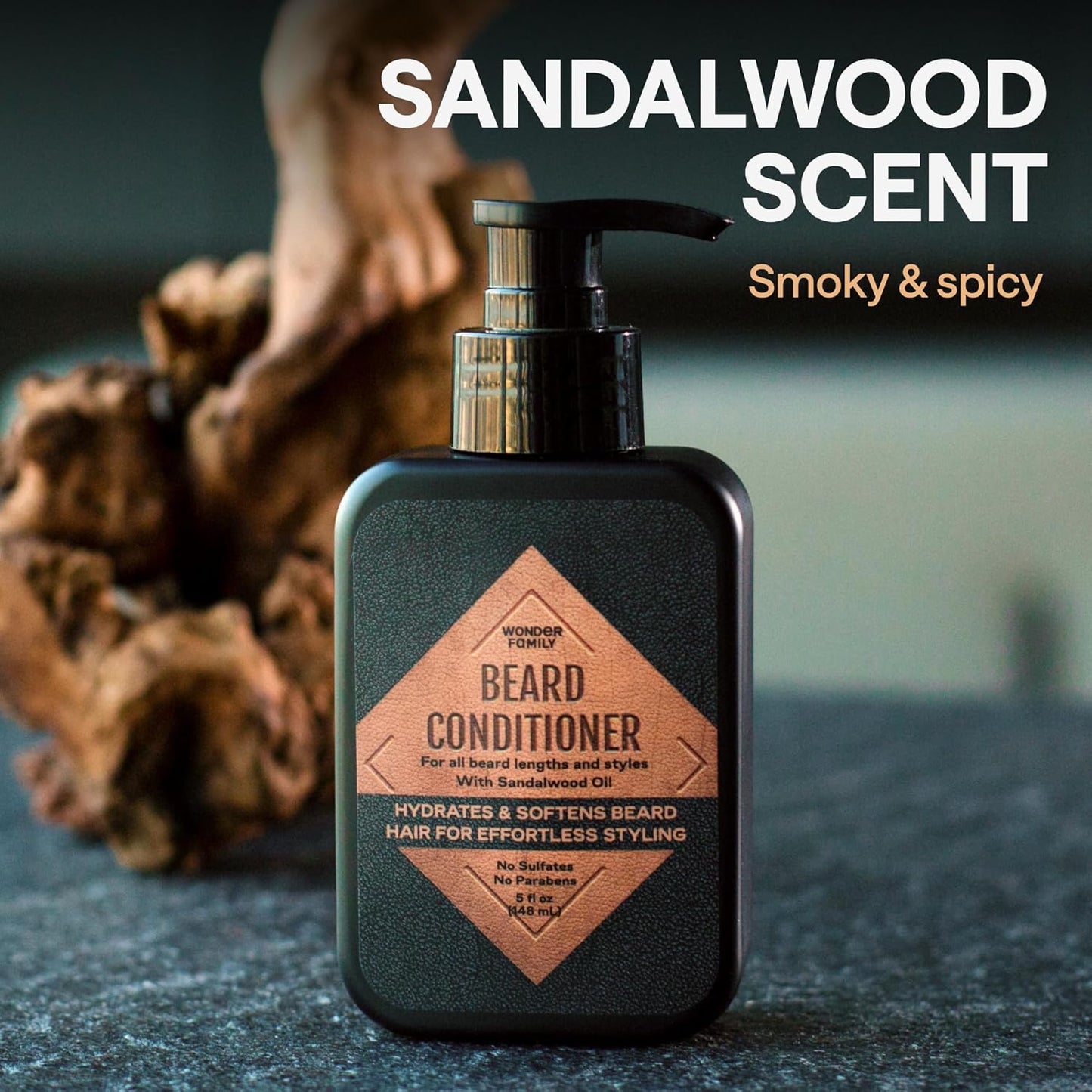 Beard Conditioner for Men - Conditioner Softener - Part of a Beard Care Kit for Men along with Beard Oil, Balm, Wash - Sandalwood Beard Conditioner 5 Oz (2 Pack)