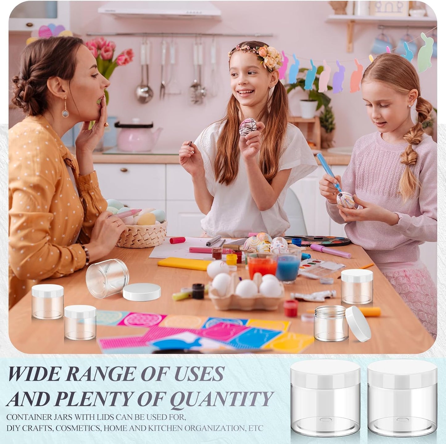 SATINIOR 36 Pieces 6 oz Plastic Jars with Lids Wide Mouth Airtight Reusable Container Acrylic Cosmetic Small Jars for Lotions Ointments Travel Toiletries Creams Make up Storage(White)