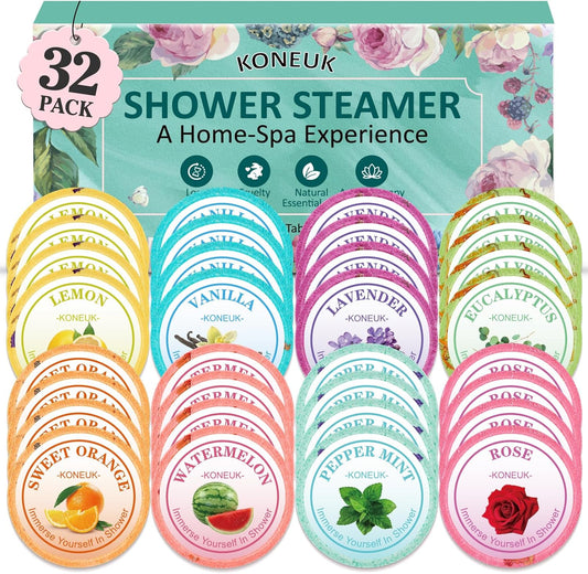 32 Pack Shower Steamers Aromatherapy Gifts for Women and Men, Bulk Shower Bombs with Essential Oils, Self Care, Spa Gifts, Birthday Gifts, Stocking Stuffers and Christmas Gifts
