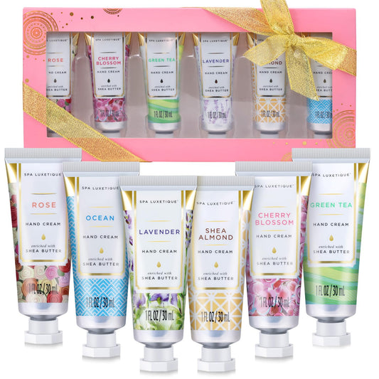 spa luxetique Travel Size Hand Cream Gift Set - Scented Hand Lotion for Dry Skin, Ideal Birthday Gift for Women, 6 x 1.0 oz