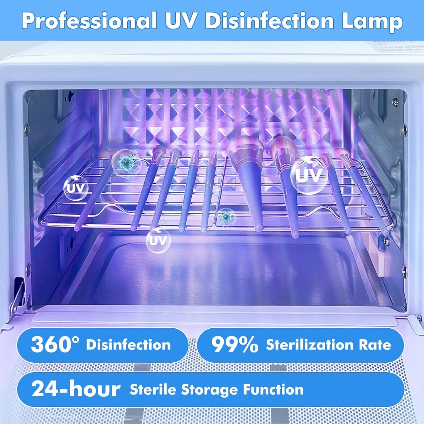 Anatole UV Light Nail Tool Cleaning Machine Dryer 10L Multifunctional Cleaner Box 160W Professional Manicure Tool Cleaning Cabinet with Stainless Steel Tray Rack for Beauty Salon Spa Barber Home 110V