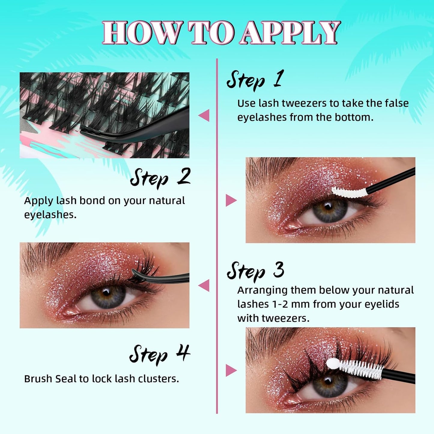 Cluster Lash Extensions 144PCS D Curl Eyelash Clusters with Premium Eyelash Wide Band, Eyelashes Cluster Volume Individual Natural Lashes Cluster(D-Mix,8-18mm)