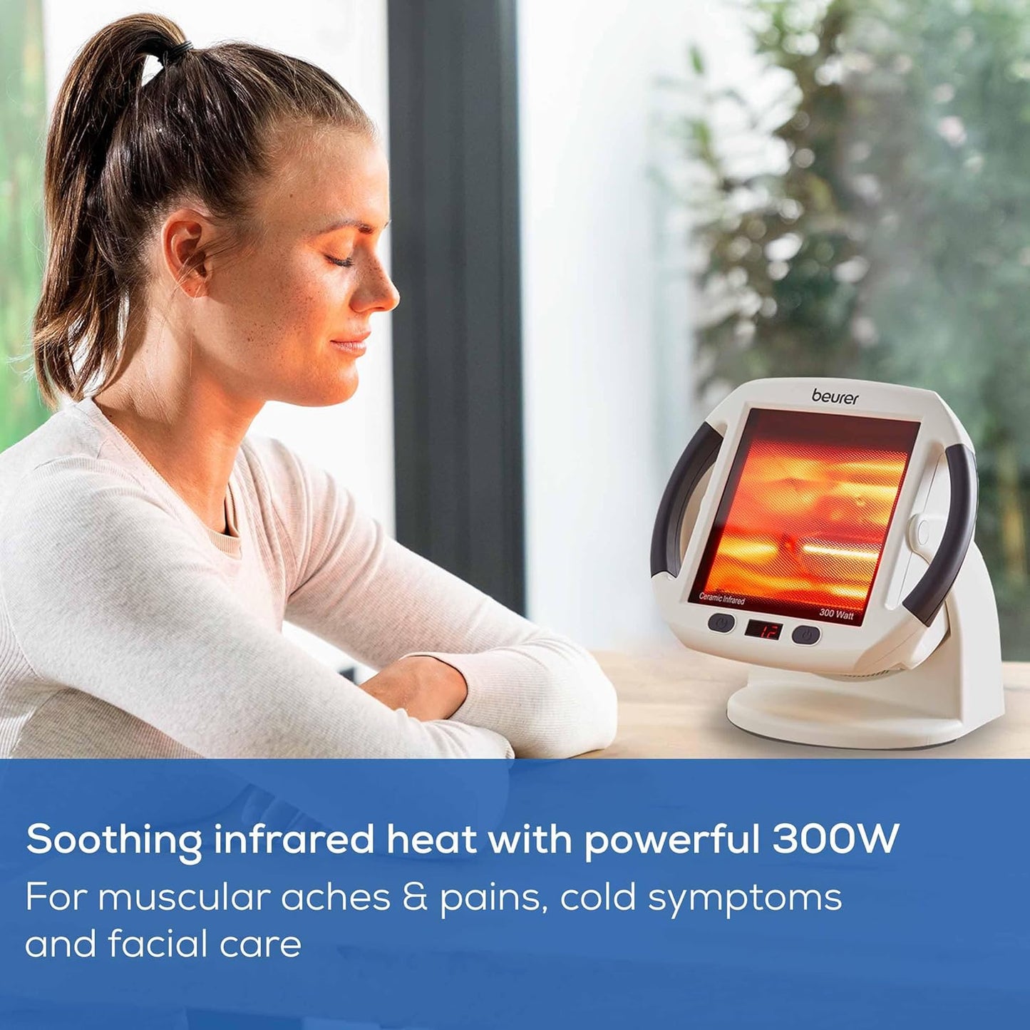 Beurer IL50 Infrared Heat Lamp Heated Red Light Therapy Lamp for Body, Face, Sinuses, & Skin - Effective Muscle Pain & Cold Relief Treatment by Improving Blood Circulation