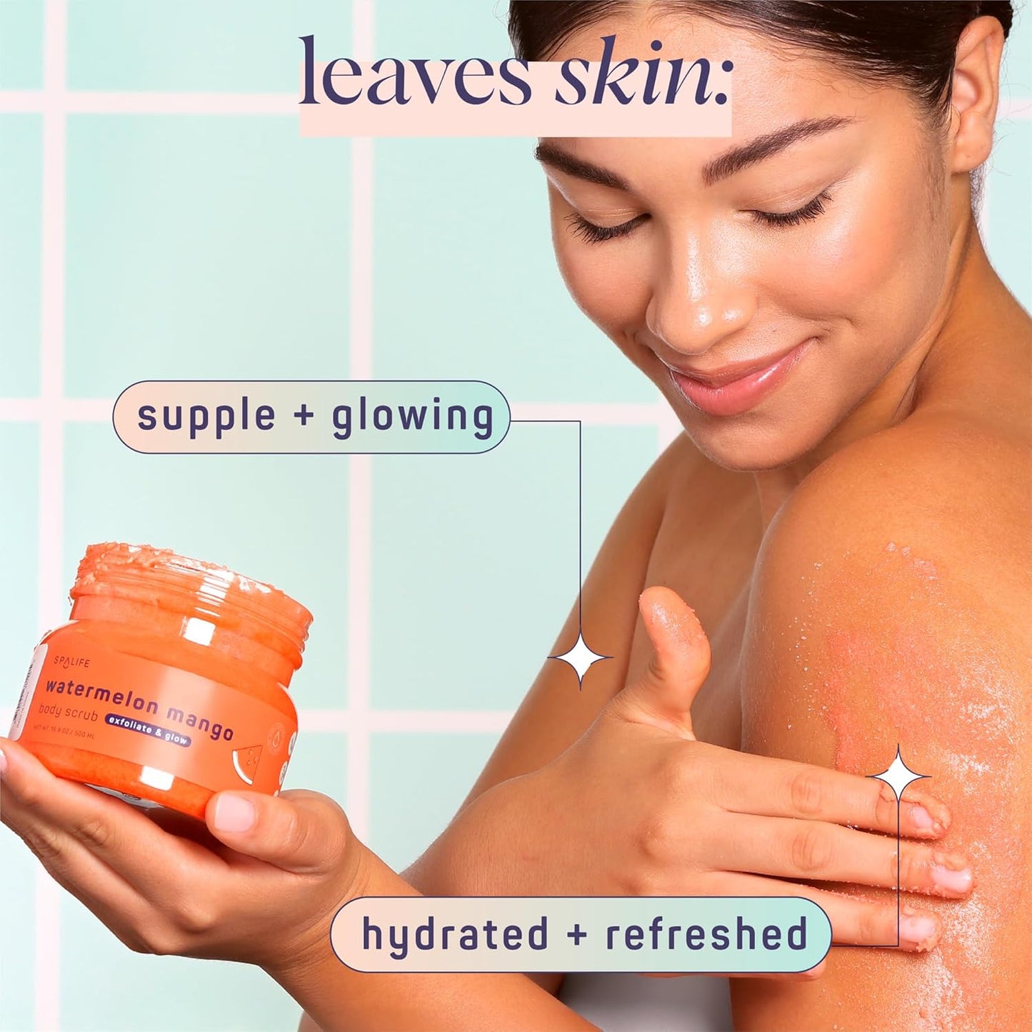 SpaLife Beauty Watermelon Mango Exfoliating Body Scrub 2 Pack – Sugar Scrub Glowing & Moisturized Skin – Fruit Extracts Natural Sugar Base – Watermelon & Mango Summer Scents – Safe for Sensitive Skin