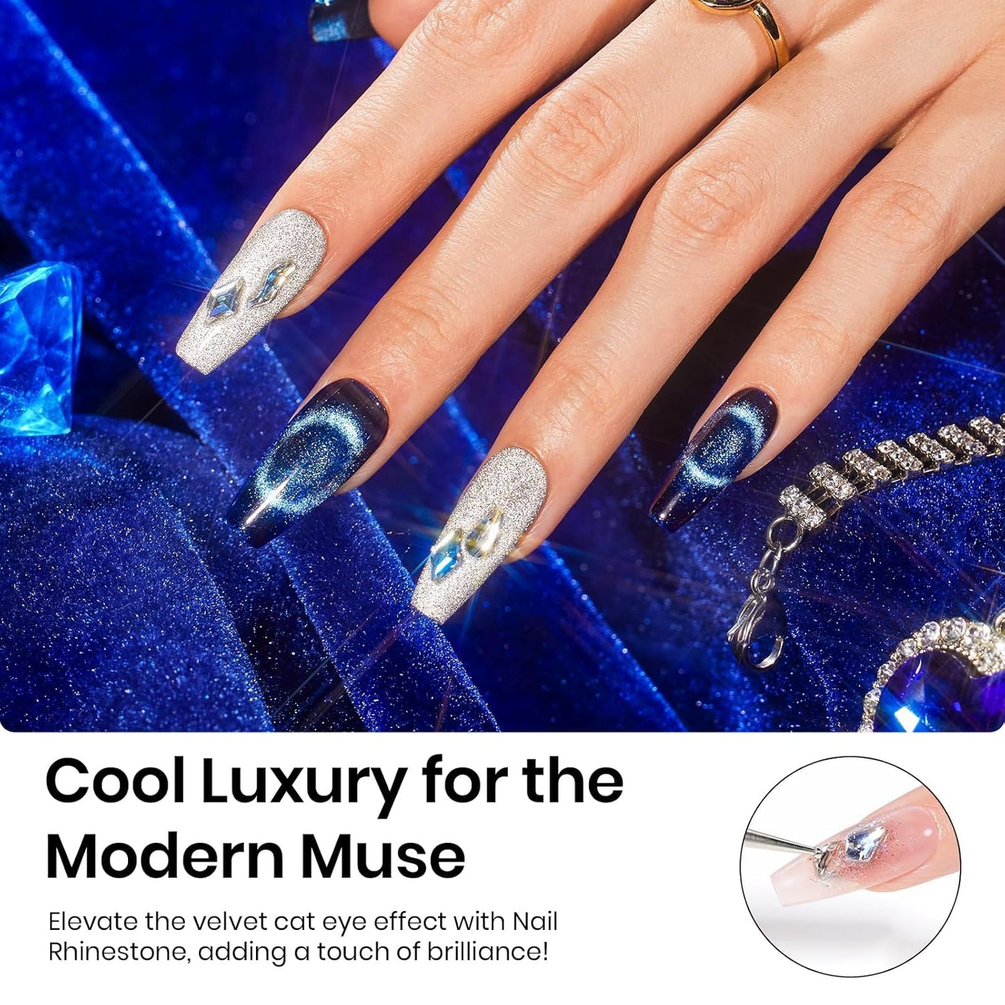 Beetles Cat Eye Gel Nail Polish Set - 6 Colors Glitter Burgundy Red Silver Blue Purple Green Gold Magnetic Cat Eye Gel Polish Holographic Effect Velvet Nail Art Salon DIY Home Gift for Women