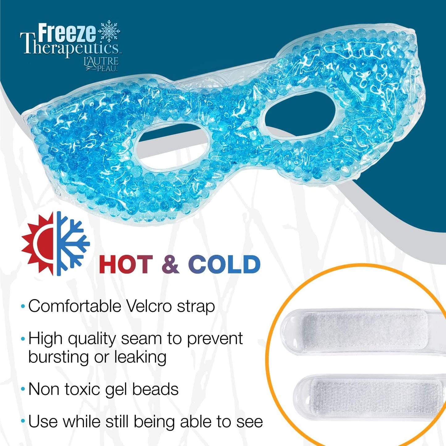 USA Merchant - 2 Redesigned Therapeutic Spa Gel Bead Eye Masks - Hot/Cold Reusable Ice Packs with Flexible Beads - Compress Therapy for Puffy Eyes, Dark Circles, Headaches, Migraines, Stress Relief